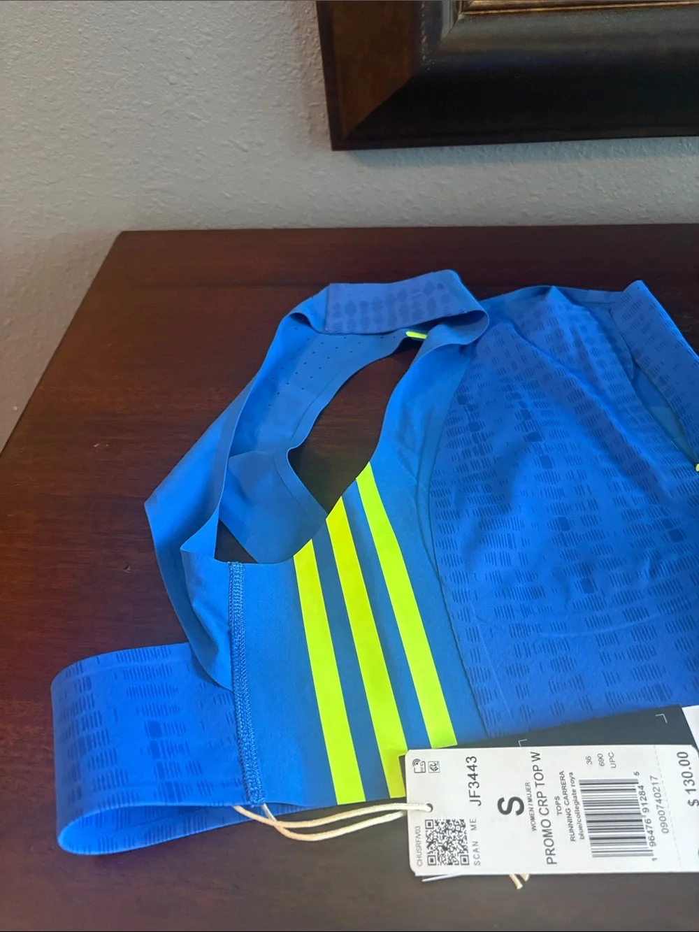 Adidas Blue & Neon Athletic Running Crop Top - Picture 9 of 12